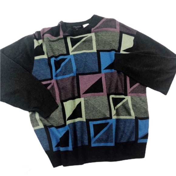 Vintage Slouchy Sweater Cellinni Sweatshirt SOFT Large Color Block Old School - Picture 10 of 10